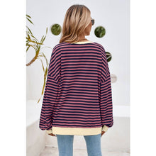 Load image into Gallery viewer, LDC Stripe Contrast Trim Oversized Pullover Sweatshirt