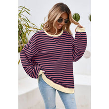 Load image into Gallery viewer, LDC Stripe Contrast Trim Oversized Pullover Sweatshirt
