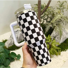 Load image into Gallery viewer, 40 oz Tumbler - Black/White Checkered