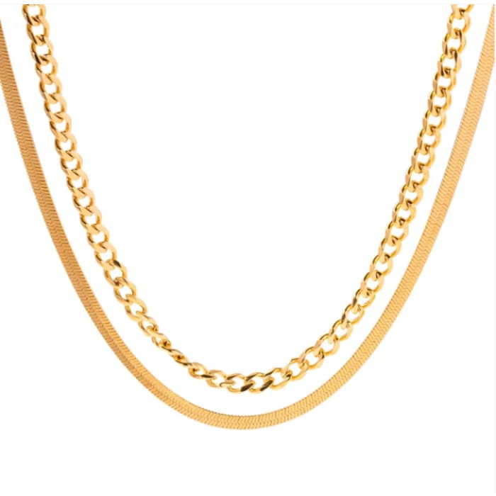 Chain + Herringbone Necklace - Jewelry
