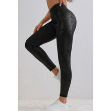 Load image into Gallery viewer, Crossed Dip Waist Faux Leather Leggings - Bottoms