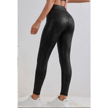 Load image into Gallery viewer, Crossed Dip Waist Faux Leather Leggings - Bottoms
