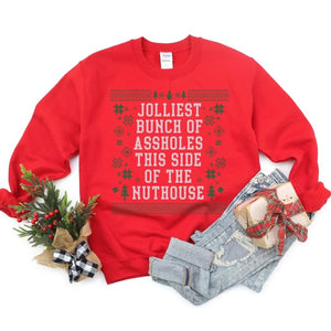 Jolliest Bunch of A$$Holes Sweater- PRE ORDER - S / RED - Tops