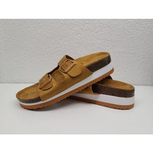 Load image into Gallery viewer, Suade Double Strap Buckle Sandal - 5.5 / Tan - Shoes &amp; Belts