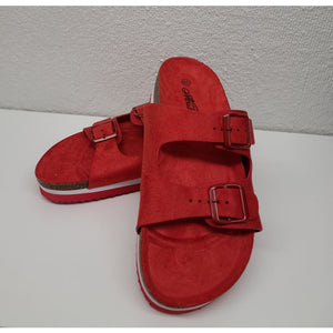 Suade Double Strap Buckle Sandal - Shoes & Belts