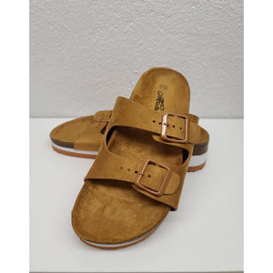 Suade Double Strap Buckle Sandal - Shoes & Belts
