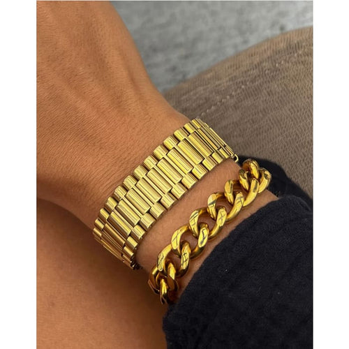 Thick Gold Watch Band Bracelet - Jewelry