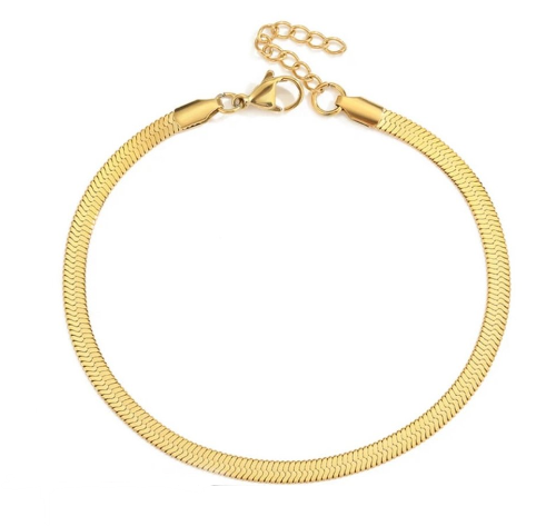 Thin Herringbone Bracelet - Gold - Jewelry