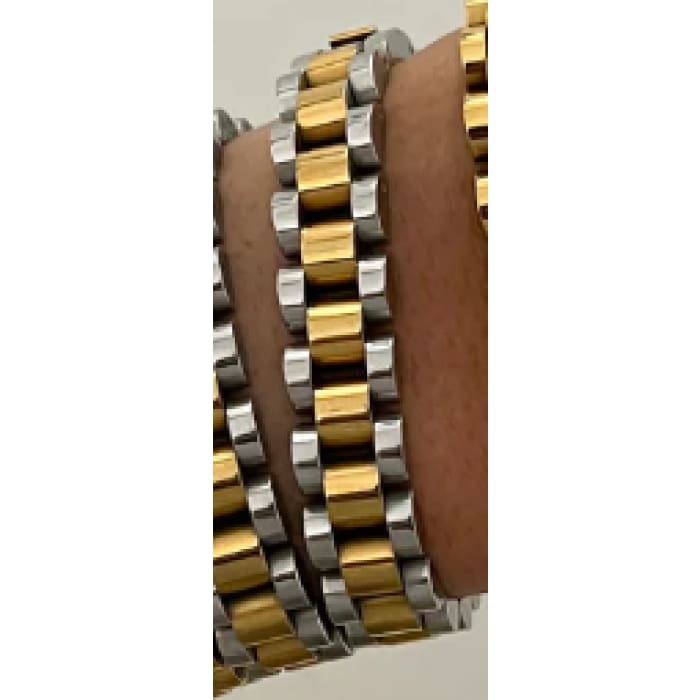 Thin Watch Band Bracelets - Two Toned - Accessories & GIfts