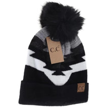 Load image into Gallery viewer, Aztec Natural Faux Fur Pom C.C Beanie - Hats &amp; Hair Accessories