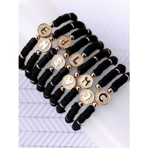 Black Initial Bracelet - Accessories