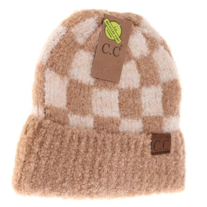 Boucle Checkered Patterned C.C Beanie - Hats & Hair Accessories