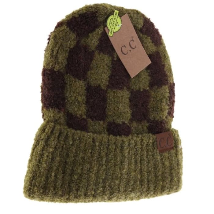 Boucle Checkered Patterned C.C Beanie - Hats & Hair Accessories
