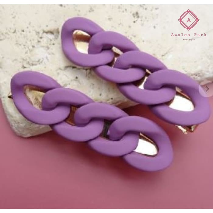 Chain Hair Clip - Purple - Hats & Hair Accessories