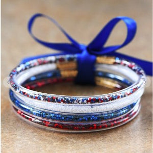 Glitter Jelly Tube Bangles - red/white/blue - Jewelry