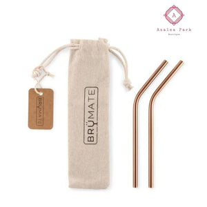 Stainless Steel Reusable Wine Straw - Rose Gold - Stainless Steel Reusable Wine Straw